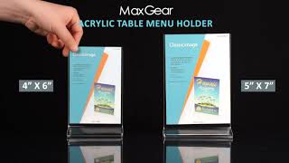 MaxGear Acrylic Sign Holder-Table Card Display-4 X 6 inches Clear Sign Display Holder