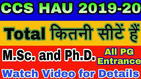 CCS HAU seats for MSc / PhD full details