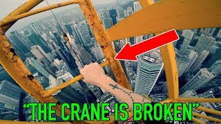 CRANE LADDER BROKE WHILST CLIMBING *HONG KONG CRANE CLIMB*