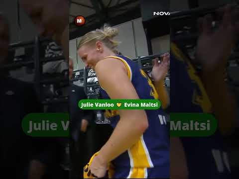 Julie Vanloo and Evina Maltsi embrace after Athinaikos was crowned Aθens Cup champions ! 🔥 #wnba