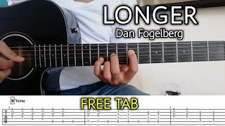 How to Play LONGER (Dan Fogelberg) Plucking Tutorial with Free Tabs and Tabs on Screen