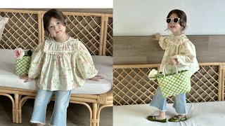 Korean Style Square Yoke Top Cutting And Stitching For 1  Year Baby Girl|
