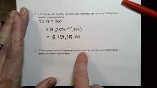 Finding the Monthly Payment, Total Payment, and Interest for a Loan