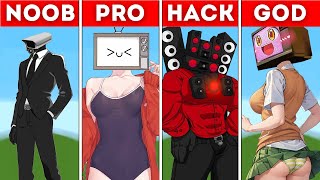 Skibidi Toilet ALL Characters Pixel Art : Noob vs Pro vs HACKER vs GOD / Building Challenge #54
