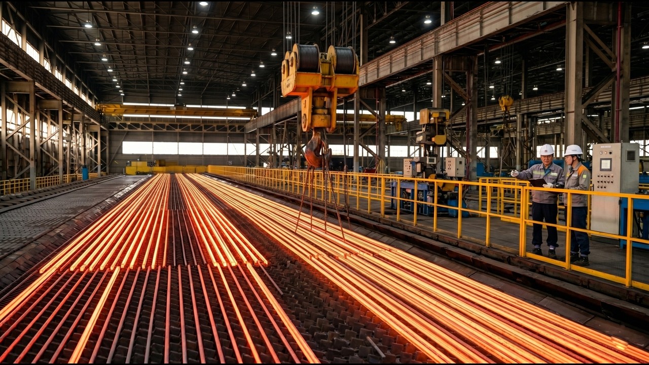 How to Make a 6.2km Long Solid Rebar from 100% Scrap Metal - YouTube