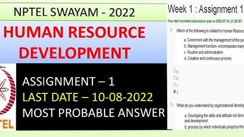 NPTEL || Human Resource Development || Week-1 || Assignment solution 2022