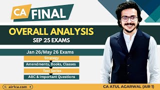 CA Final Sep 25 Exam Overall Analysis | Jan 26/May 26 Strategy, Amendment, Books, Class, Test Series