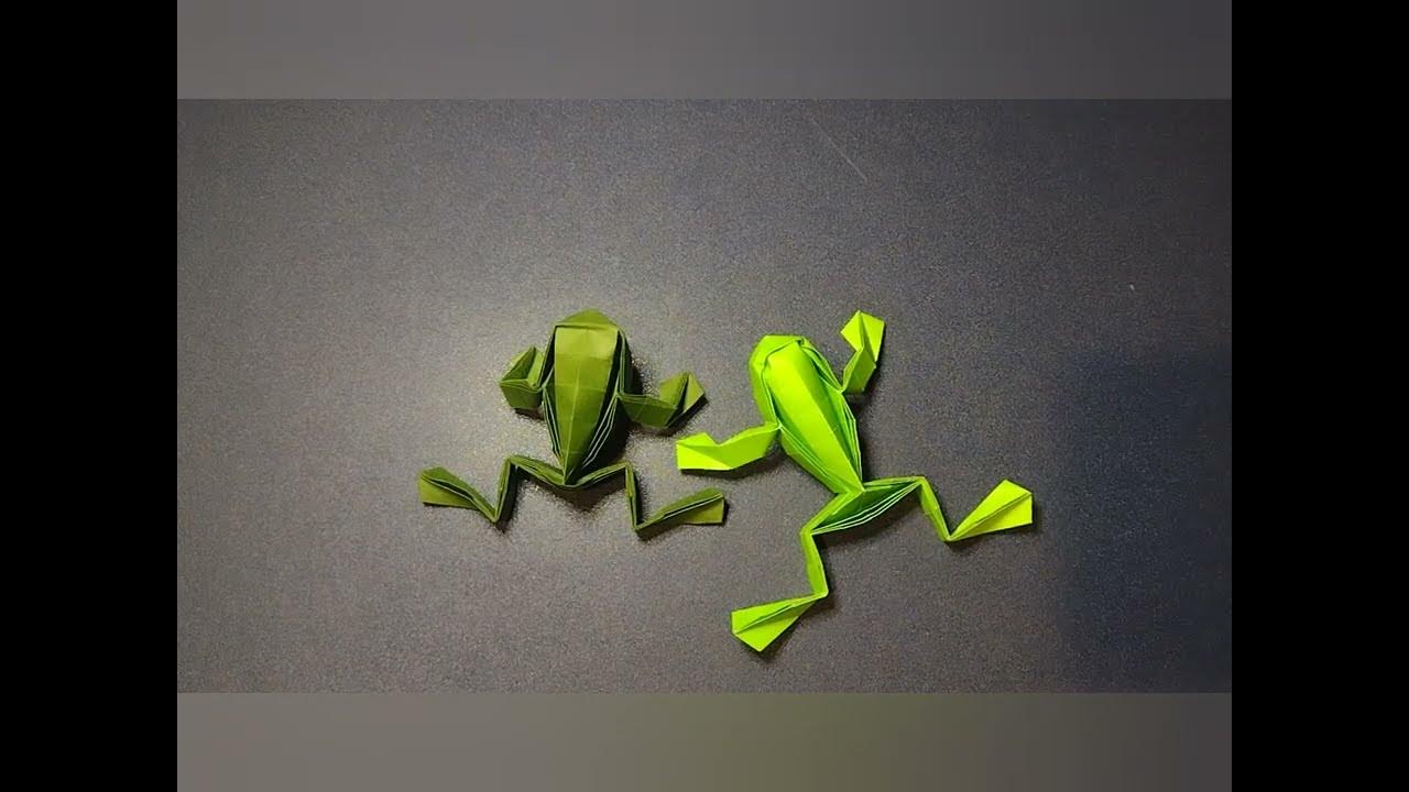 Origami paper Frog how to make a realistic jumping origami frog YouTube