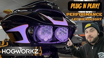 HOGWORKZ SILVERTOOTH PERFORMANCE LED HEADLIGHT INSTALLED ON MY ROAD GLIDE! *SUPER BRIGHT*