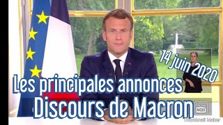 Le discours de Macron du 14 juin 2020 ( Les principales annonces  )