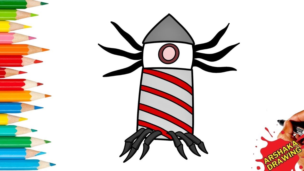 Drawing Lighthouse Spider Eater Easy | Epic Escape from Lightning Mcqueen Eater