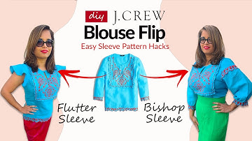 How to hack any basic sleeve into bishop sleeve. Bonus: Flutter Sleeve. DIY JCrew Top Transformation