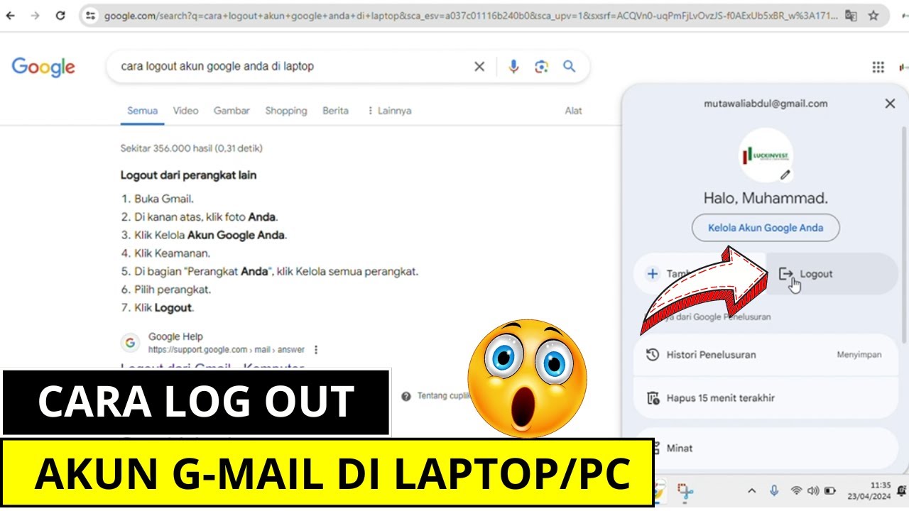 Cara Logout Keluar Dari Akun Gmail di Laptop atau PC - YouTube