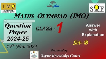 Math Olympiad Question Paper for Class 1| IMO class 1 question paper 2024-25 Set-B #v34