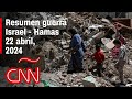 Resumen en de la guerra israel  hamas noticias del 22 de abril de 2024