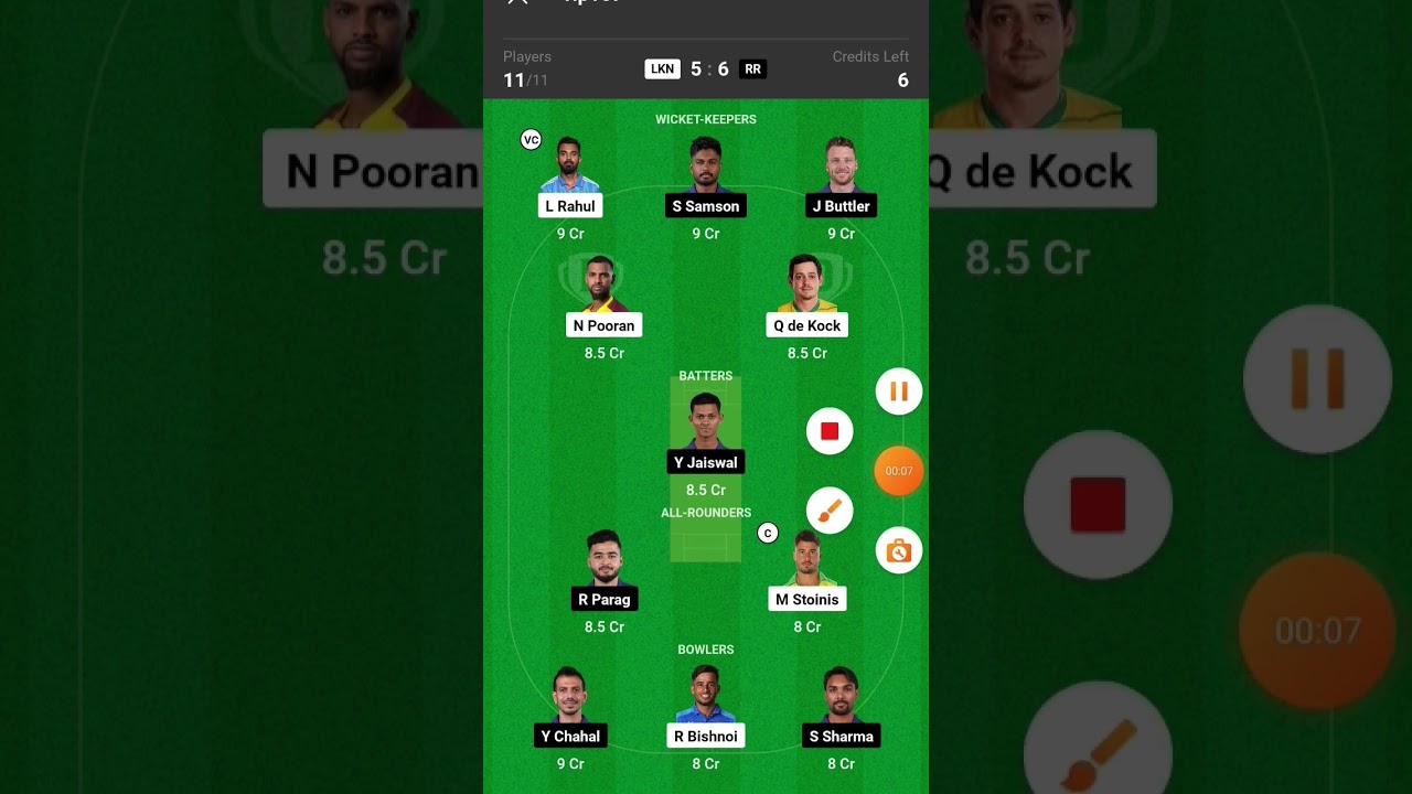 LKN vs RR Dream Team ✅ || 