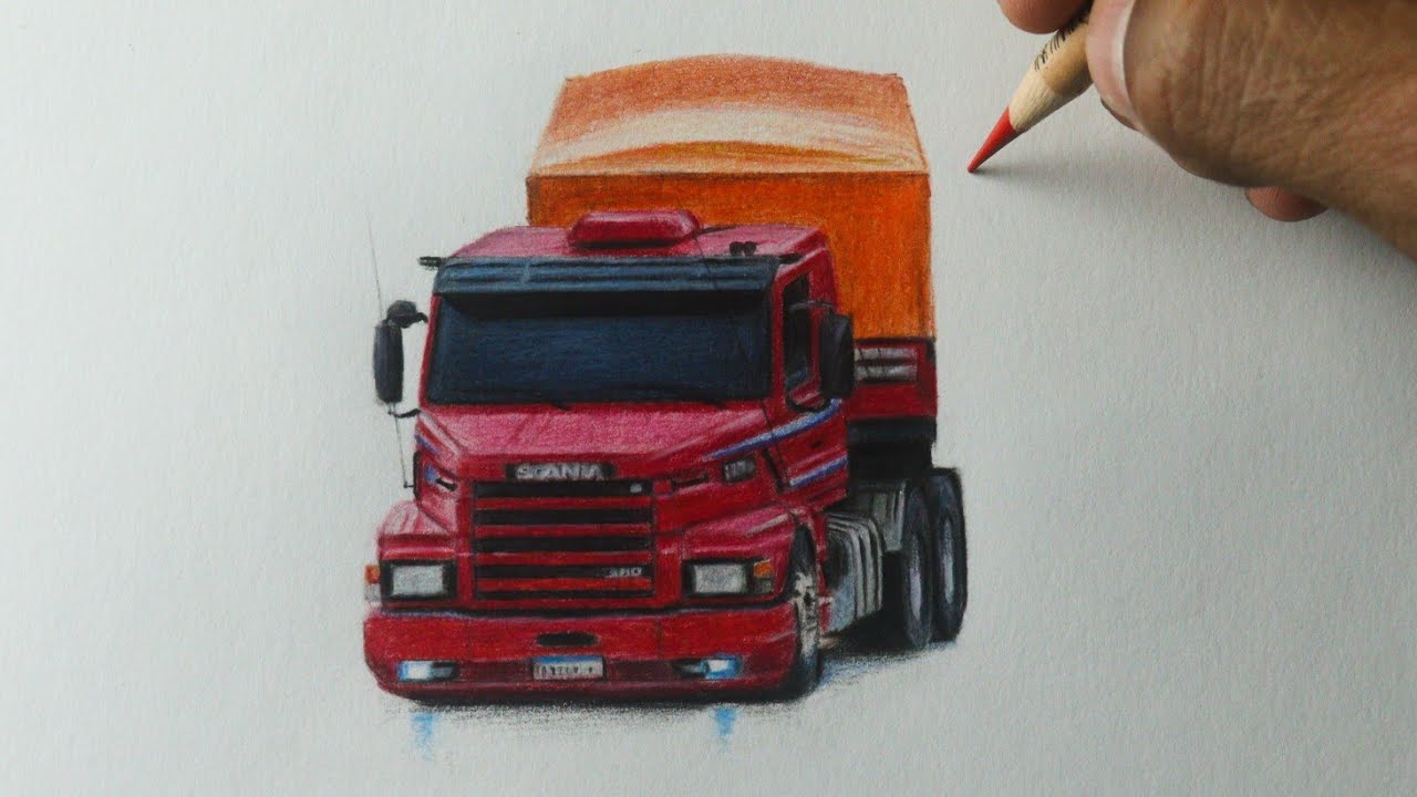 DESENHANDO SCANIA S NOVA REBAIXADA COM BAÚ ARQUEADO 