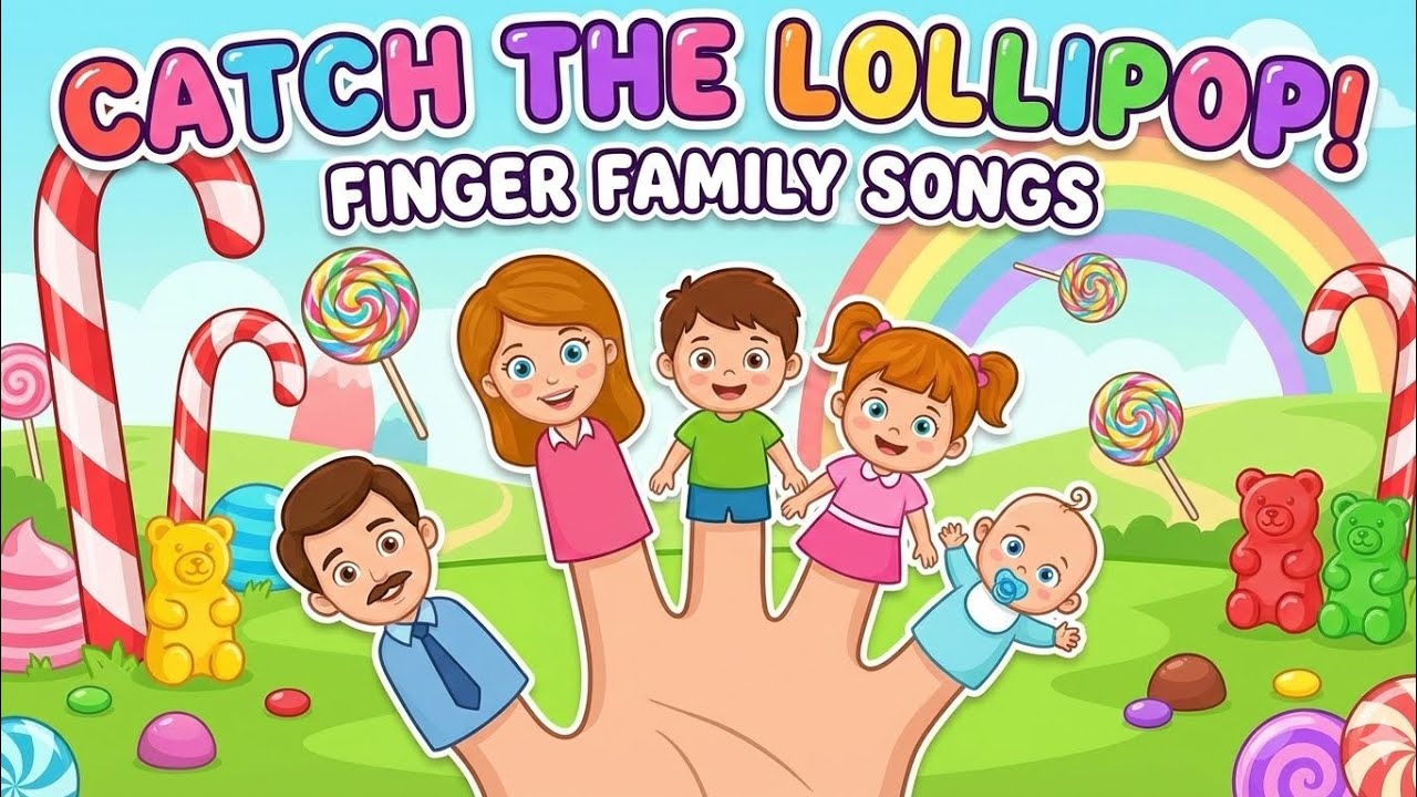 Catch the lollipop 🍭 | Finger family song 🎵  | TINY CARE TUNES