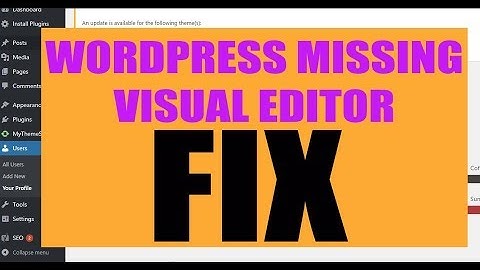 Wordpress "visual editor missing" - FIX!!