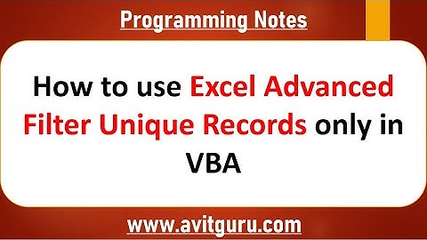 How to use excel advanced filter unique records only in VBA
