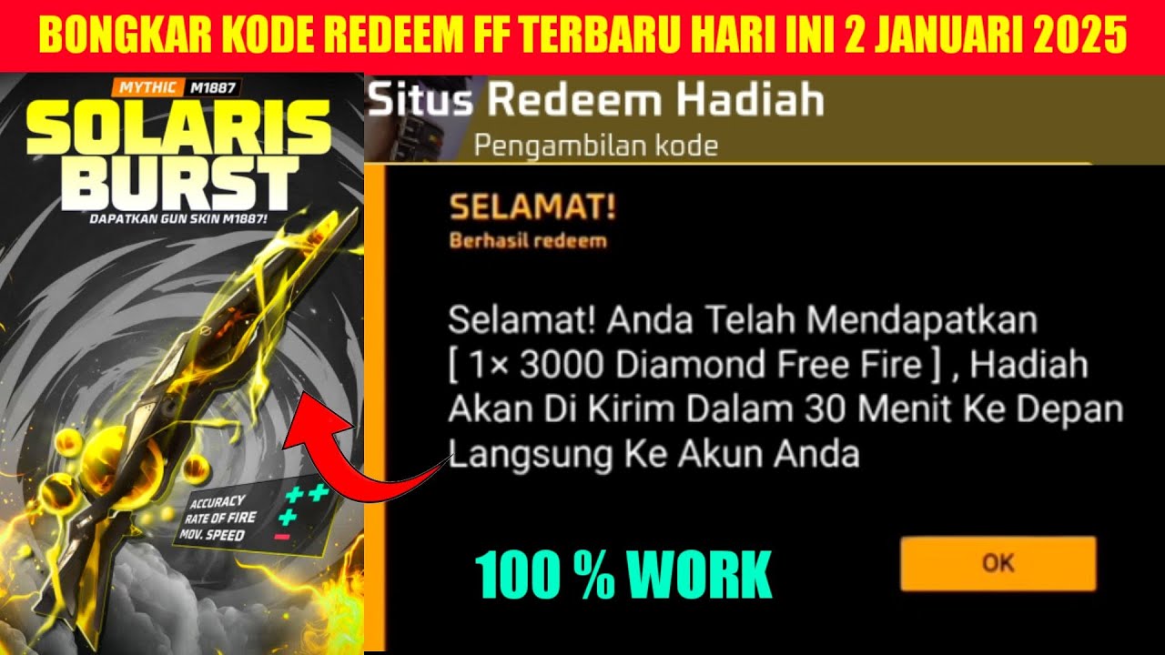 KODE REDEEM FF TERBARU HARI INI 2 JANUARI 2025!! CEPAT REDEEM DAPAT SG ...