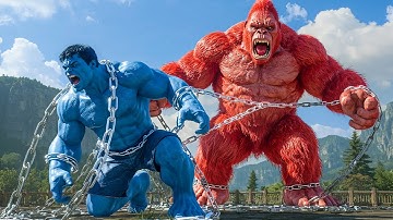 BLUE HULK VS RED KING KONG EPIC BATTLE! : The confrontation begins on a military cargo plane !