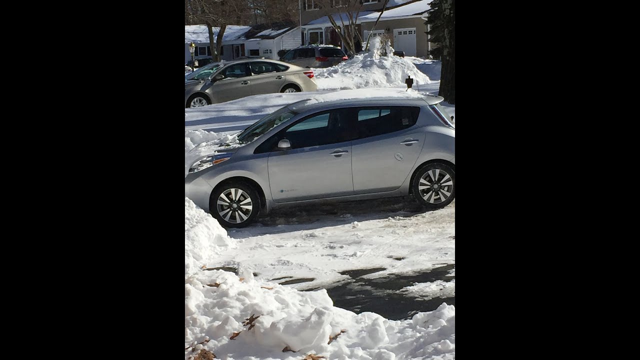 My 2015 Nissan Leaf in the snow with Goodyear snow tires