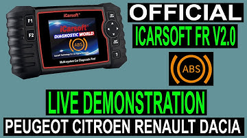 iCarsoft FR v2.0 Quick Demonstration Peugeot Citroen ABS Warning Light Reset Renault Dacia C1330