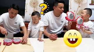 Cute Baby Doesn't Like Fruit, Dad Has A Solution!#family #father and son #funny#cutebaby#funny video