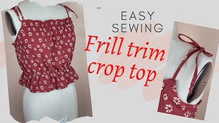 DIY 1-hour sewing /Frill trim crop top/Easy sewing tutorial