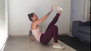 Reverse table top toe touches