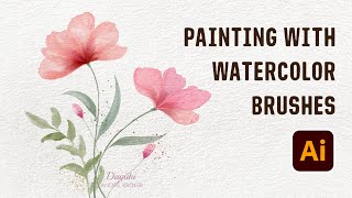 How To Paint Flowers With Vector Watercolor Brushes - Speed Art Drawing In Adobe Illustrator