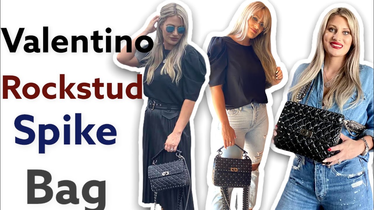 Valentino RockStud Spike Bag Medium Crinkle Leather What fits Wear