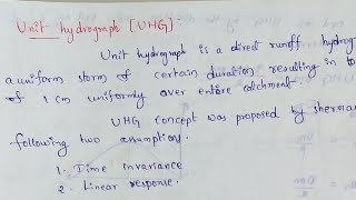 Unit hydrograph | Unit hydrograph in telugu