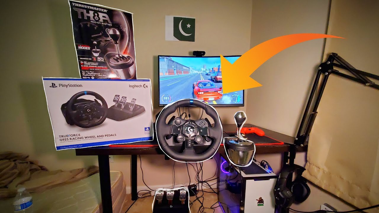 Insister slidbane kølig MY NEW STEERING WHEEL SETUP | LOGITECH G923 & THRUSTMASTER TH8A SHIFTER -  YouTube