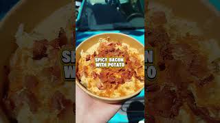 Spicy BACON WITH BAKED POTATO YUM!!#spudpotato #food #whitesauce #cheese