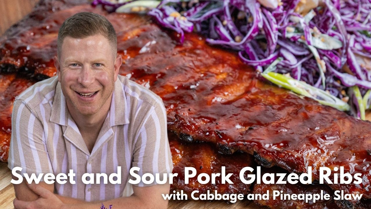 Sticky Pineapple Glazed Ribs with Tropical Slaw