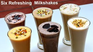६ तरीके के मिल्कशेक गर्मियों के लिए | 6 Refreshing Milkshakes | Summer Drinks | KabitasKitchen