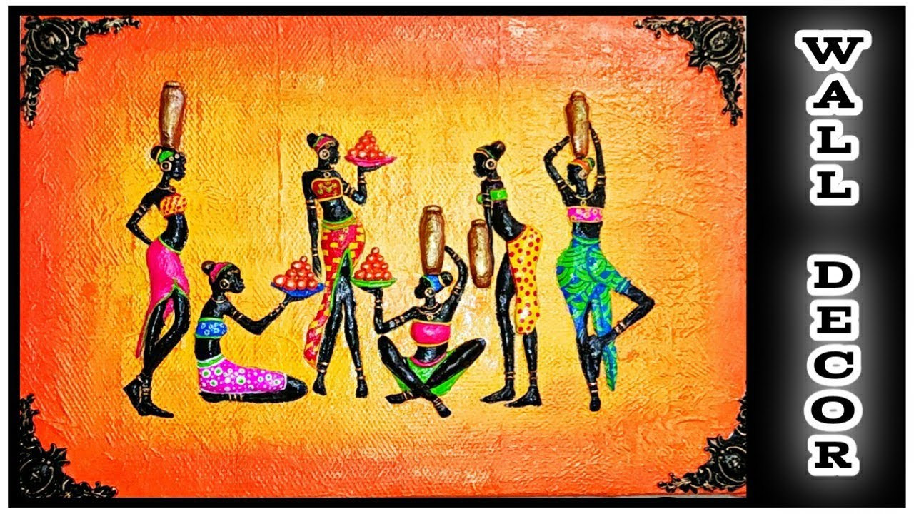 African Tribal Mural 3D Clay Art on Canvas/Wall Decor/3d Painting/Art
