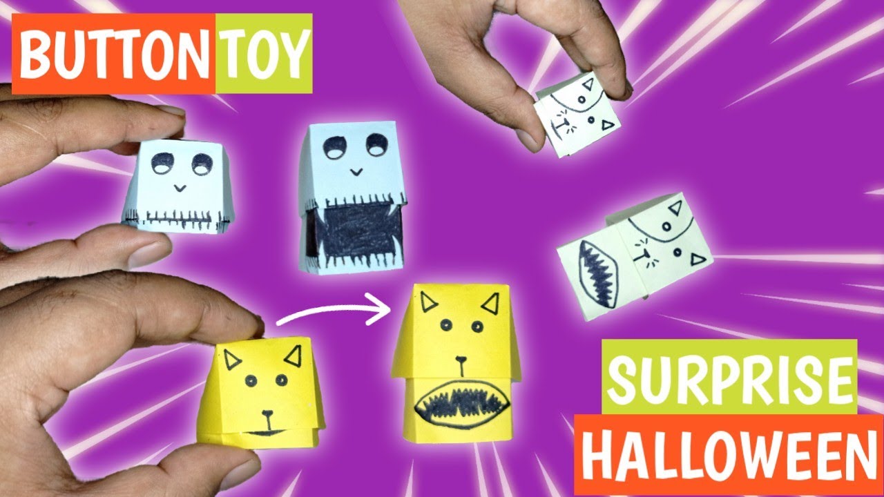 origami button tutorial [Halloween surprise toys] - YouTube