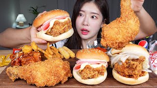 ASMR MUKBANG | สัมผัสของแม่! งานเลี้ยงเบอร์เกอร์ & ไก่ทอด 🍔🍗 ชีสสติ๊ก นักเก็ตไก่ เฟรนช์ฟรายส์