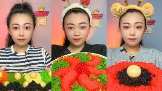 Colorful Roe Platters with Star Pattern and Black Roe Center