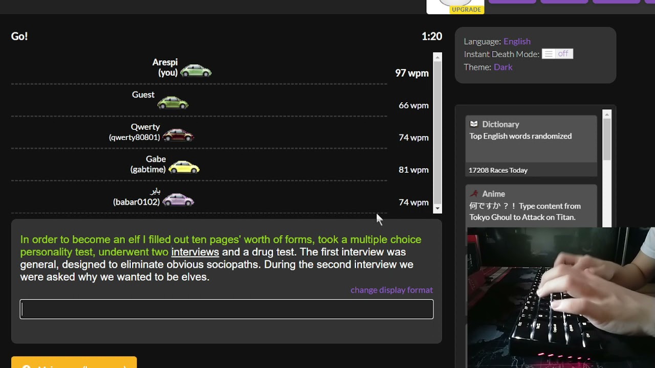 I want to reach 200 WPM Day 17 - 98 WPM