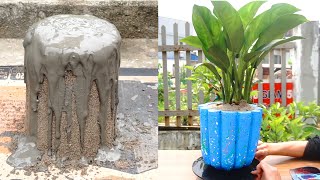 making potted plants with cement and pvc simply stunning