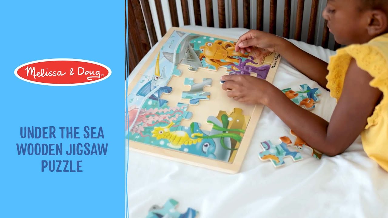 Melissa & Doug Under the Sea Wooden Jigsaw Puzzle - 24 Pieces - YouTube