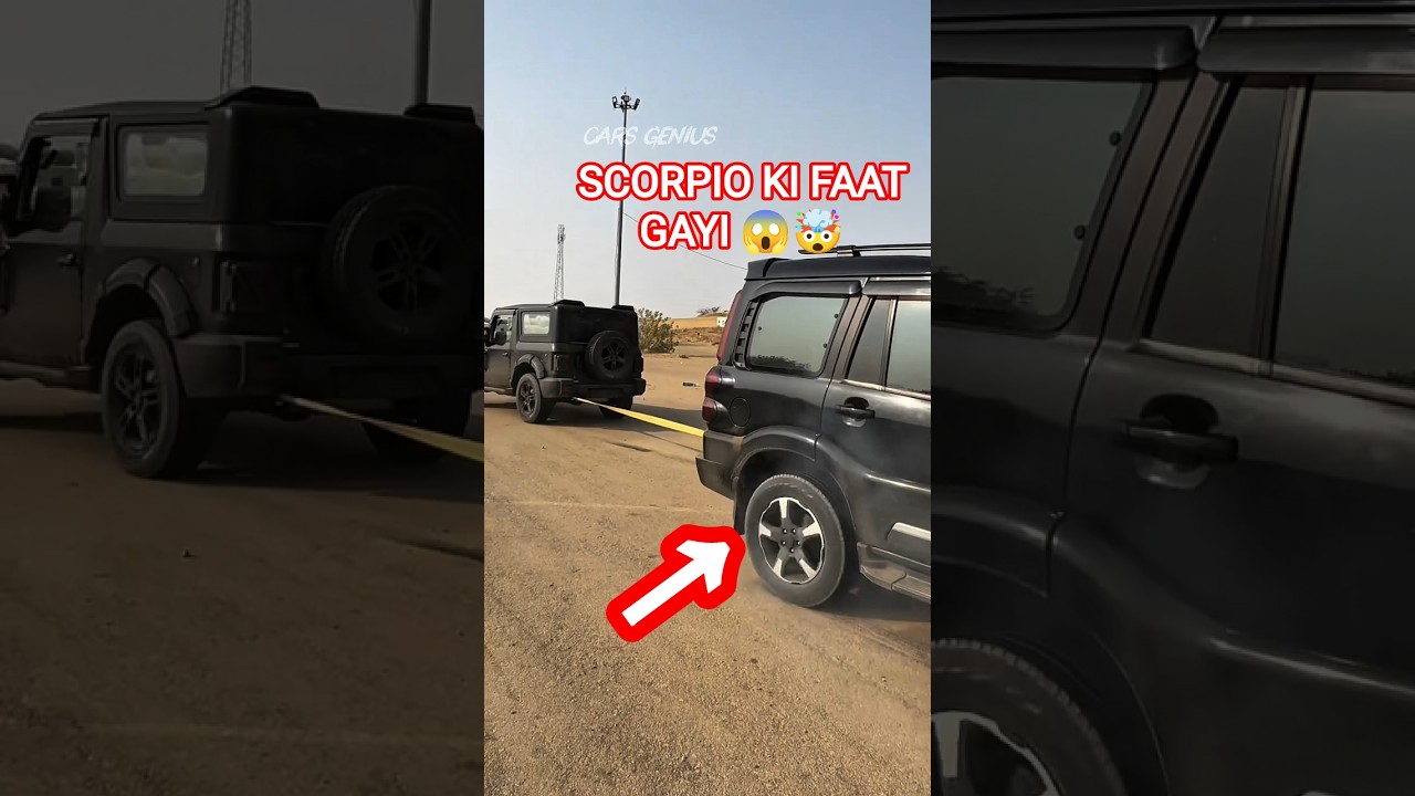 SCORPIO KI HAWA NIKAL GAYI 😱🤯🤯🤯 #automobile #tharcollection #carsgenius #comedy #mahaindrathar