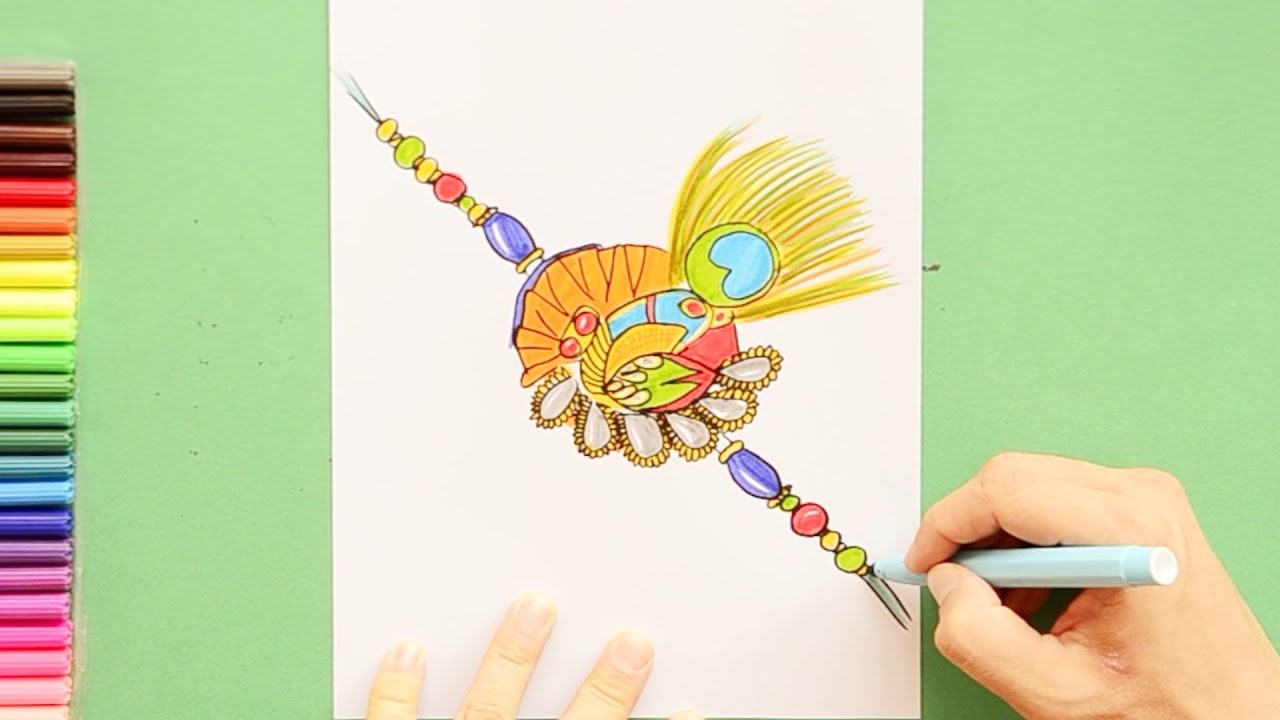 How to draw a Peacock Rakhi - YouTube