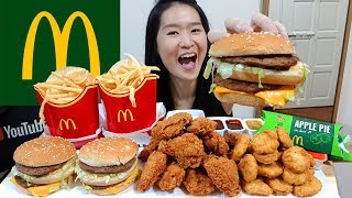 MCDONALD'S FEAST! Big Mac, Chicken McNuggets, McWings Fried Chicken, Apple Pie | Eating Show Mukbang