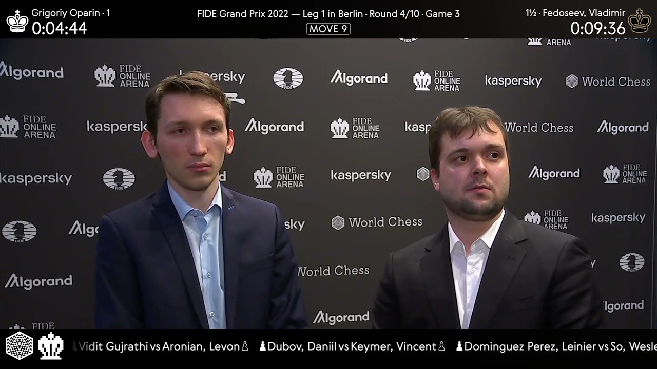 Berlin GP Round 3: Vidit Gujrathi decimates Daniil Dubov Results Pool A  Grischuk - Nakamura: 0.5-0.5 Esipenko - Bacrot: 1-0 Pool…