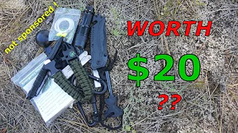 20 dollar Amazon survival kits unboxing and review